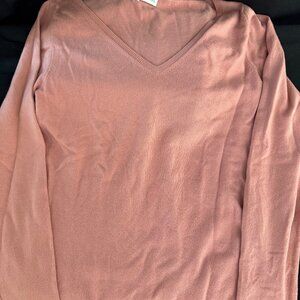 TSE Rose Pink Cashmere V-Neck Sweater
